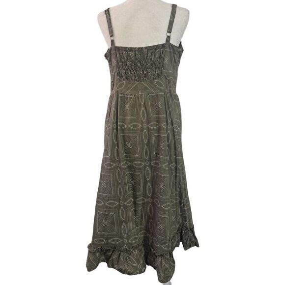 Apt.9 Women's Olive Green Ruffled Midi Summer Vacation Dress Smocked Back Sz 14 - Picture 5 of 9